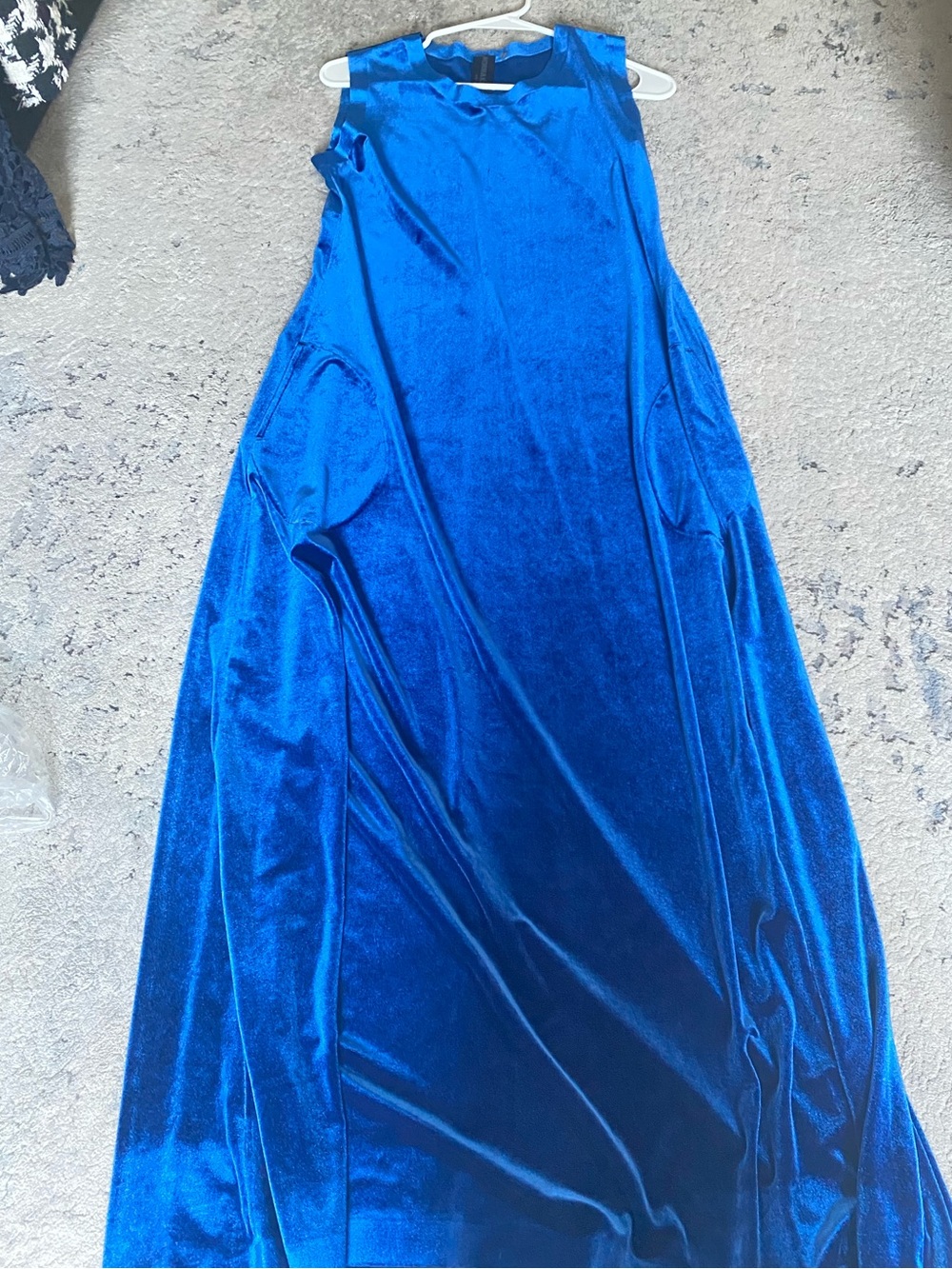 Norma Kamali Sleeveless Blue Velvet Dress Sz M